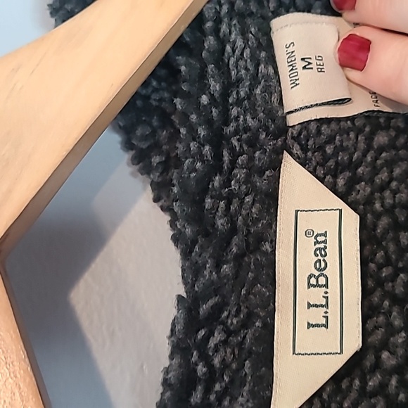 LL Bean Womens Black Duffle Coat Vintage Sherpa Y2K Winter Barn Size Medium 90s - Picture 7 of 10